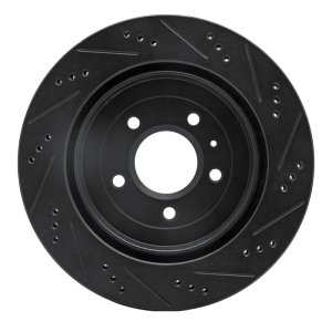 Cadillac STS Brake Rotor (1) - Rear Left - R1 Concepts - Drilled & Slotted - Black - `05-`11